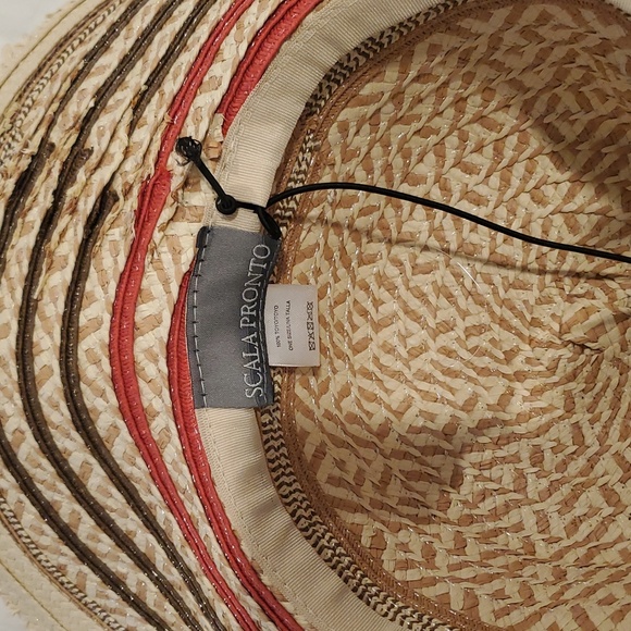 Scala Pronto Rice Paper Straw Wide Brim Straw Sun Hat OS NWT - Picture 4 of 5